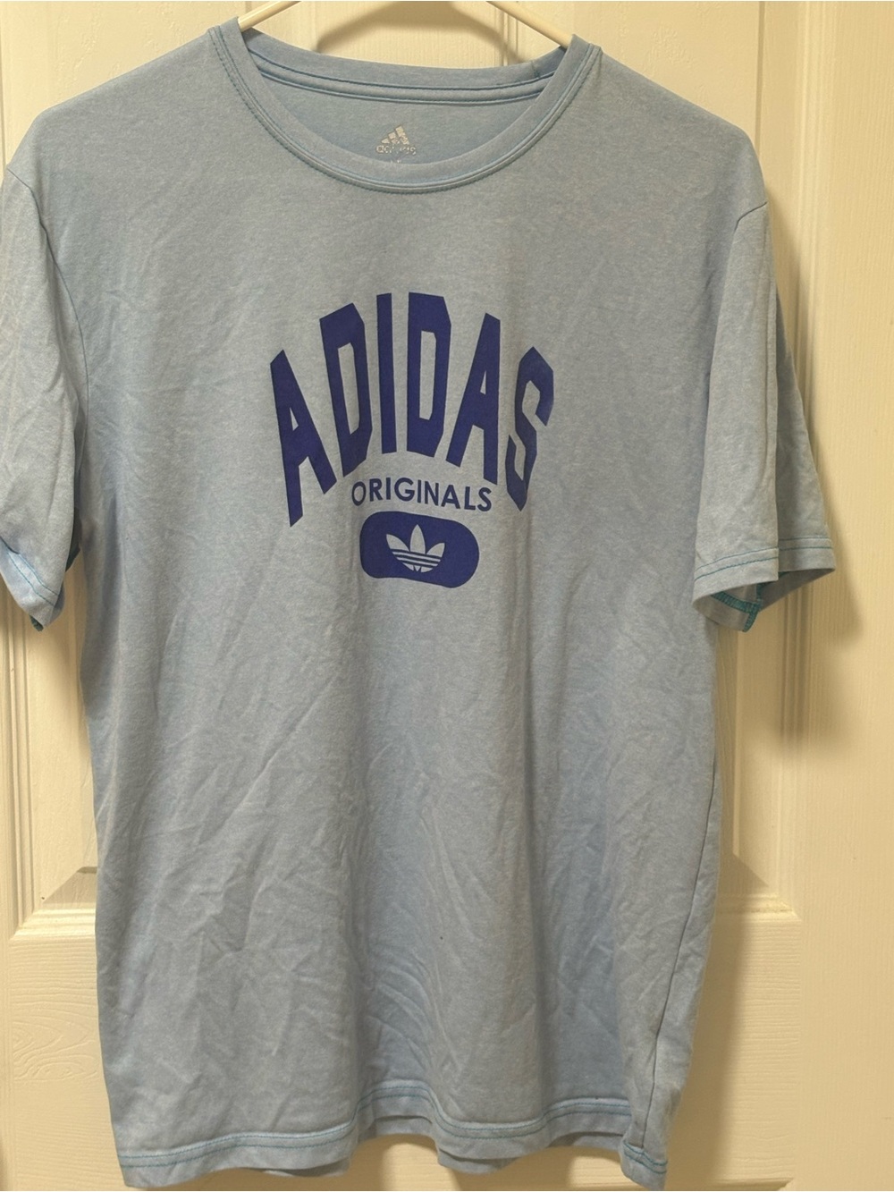 adidas Light Blue Short Sleeve Tee with Navy Logo